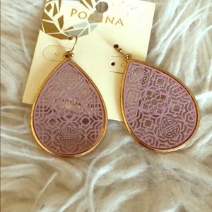 Mauve Filigree Dangle Earrings